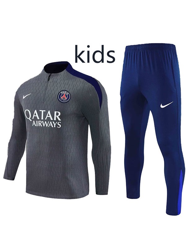 Paris saint-germain ensemble survêtement enfant gris foncé uniforme junior mini-kit d'entraînement 2025-2026