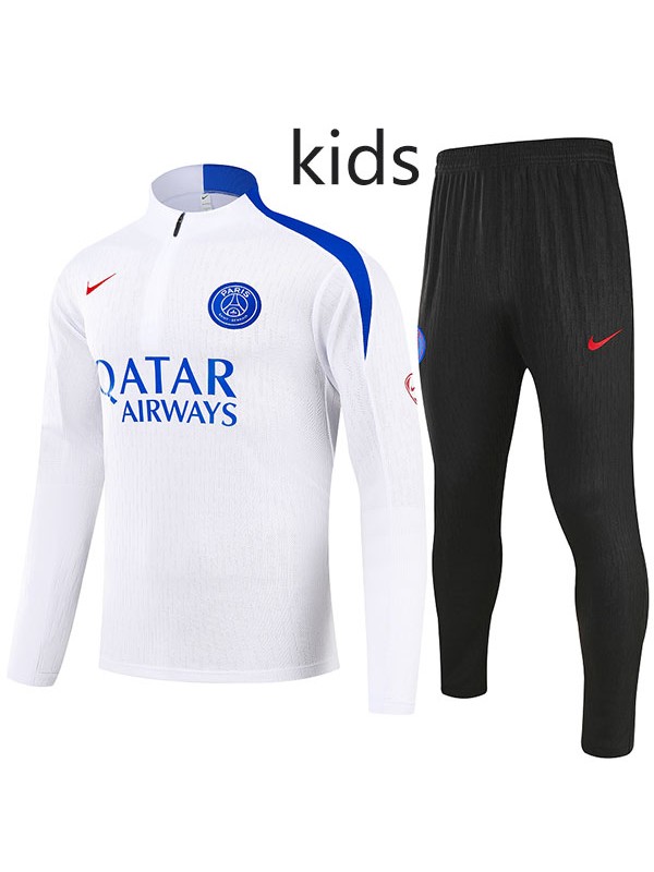 Paris saint-germain ensemble survêtement blanc enfants tenue d'entraînement mini jeunes saison 2025-2026