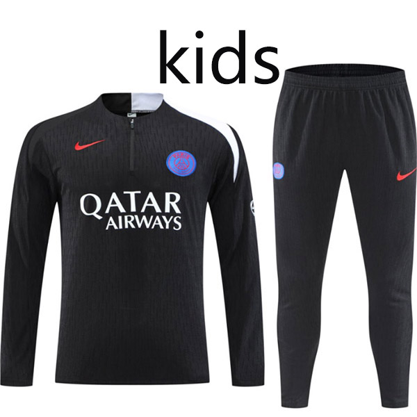 Paris saint-germain ensemble survêtement enfant uniforme junior mini-tenue d'entraînement noire 2025-2026