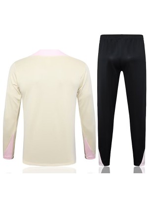 Paris saint-germain survêtement de football pantalon costume ensemble de sport uniforme à col demi-fermeture éclair tenue d'entraînement de football homme abricot 2024-2025