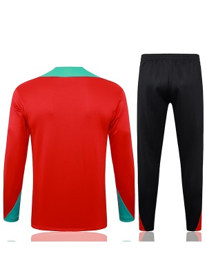 Portugal tracksuit soccer suit sports set zipper-necked uniform men's clothes football training red black kit 2024-2025