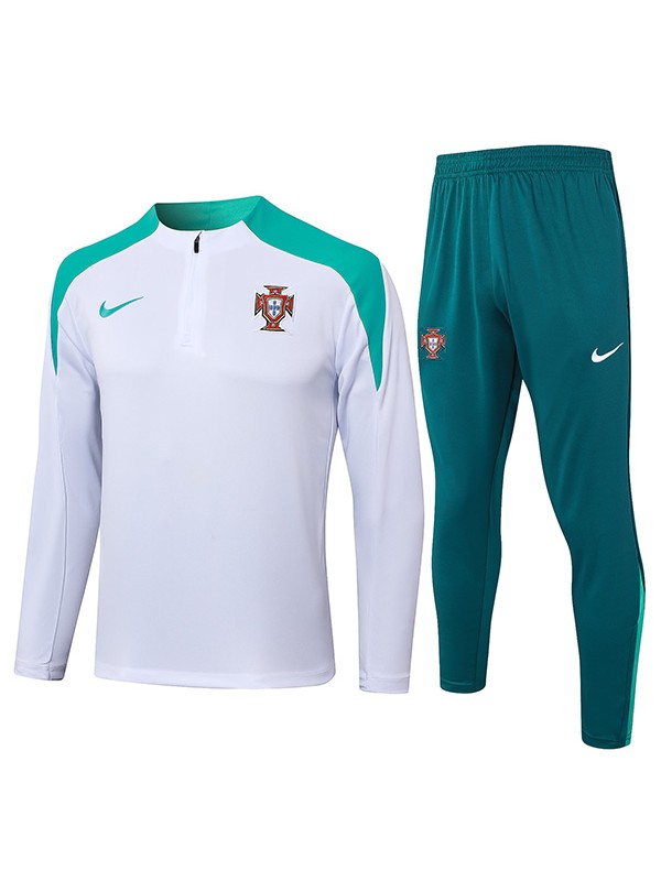 Portugal tracksuit soccer suit sports set zipper-necked uniform men's white green clothes football training kit 2024-2025