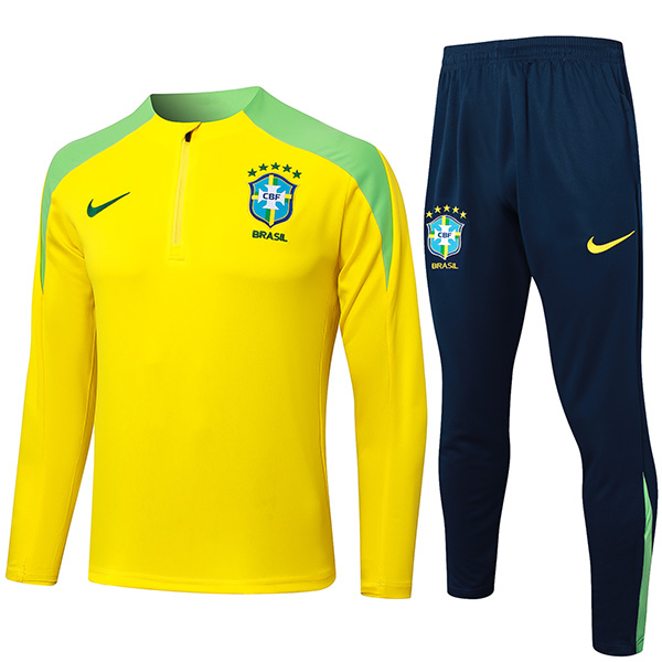 Portugal tracksuit soccer suit sports set zipper-necked uniform men's yellow clothes football training kit 2024-2025