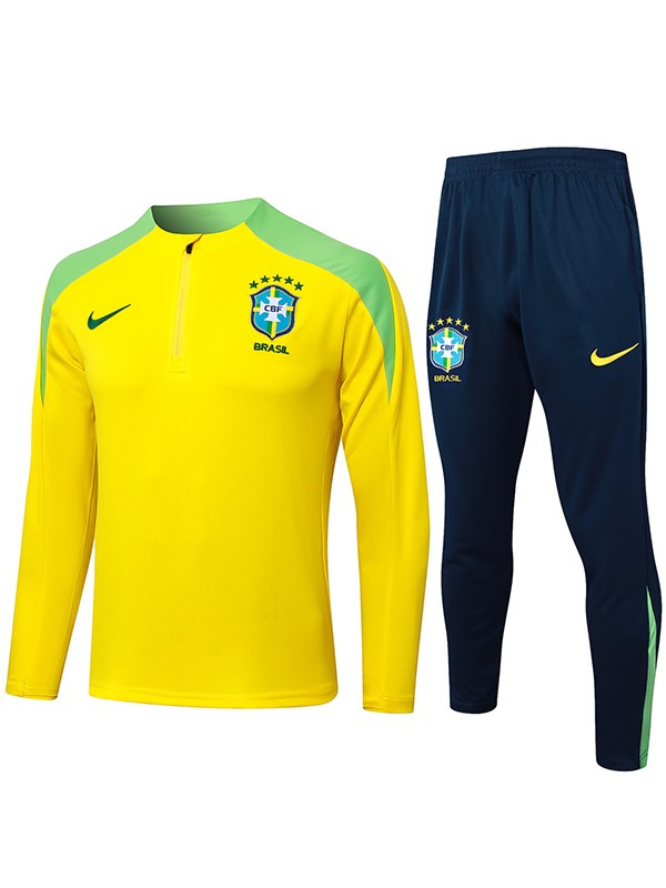Portugal tracksuit soccer suit sports set zipper-necked uniform men's yellow clothes football training kit 2024-2025
