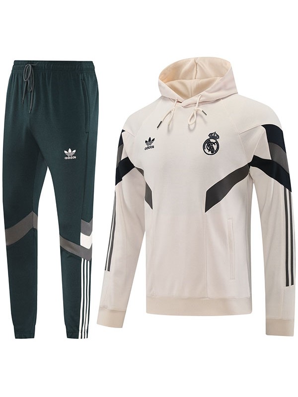 Real madrid veste à capuche football vêtements de sport survêtement fermeture éclair complète hommes rose clair kit d'entraînement athlétique extérieur uniforme tout noir manteau de football 2024-2025