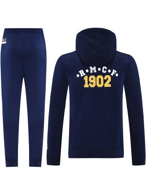 Real madrid veste à capuche survêtement de sport de football uniforme bleu marine kit d'entraînement pour hommes manteau de football extérieur athlétique 2025-2026