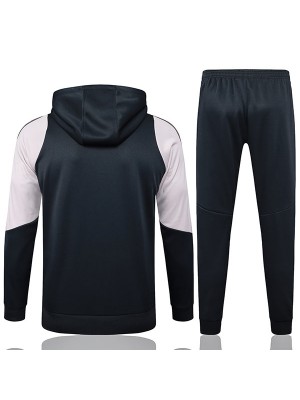 Real madrid hoodie jacket football sportswear tracksuit zipper-neck men's dark gray training kit outdoor soccer coat 2024-2025