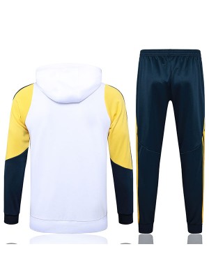 Real madrid hoodie jacket football sportswear tracksuit zipper-neck men's white navy training kit outdoor soccer coat 2024-2025