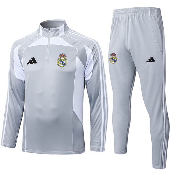 Real madrid survêtement gris clair pour homme tenue d'entraînement 2025-2026