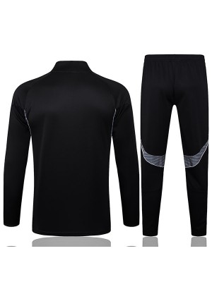 Real Madrid survêtement ensemble de sport noir avec pantalon et col zippé vêtements homme tenue d'entraînement de football 2025-2026