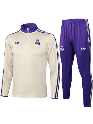 Real Madrid survêtement de football ensemble de sport demi-zip col blanc violet uniforme vêtements pour hommes kit d'entraînement de football 2025-2026