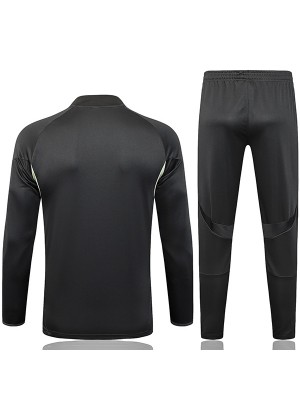 Real Madrid survêtement de football avec pantalon et ensemble de sport demi-fermeture éclair col uniforme pour homme noir et vert vêtements d'entraînement de football 2025-2026