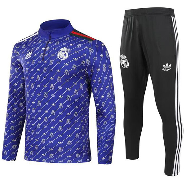 Real madrid survêtement de football pantalon costume ensemble de sport uniforme à col demi-fermeture éclair tenue d'entraînement de football homme violet 2024-2025