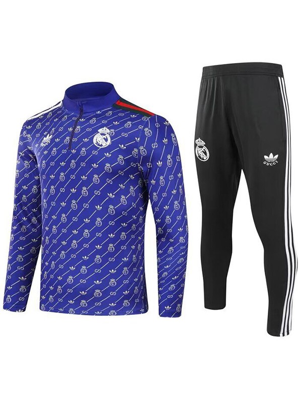 Real madrid survêtement de football pantalon costume ensemble de sport uniforme à col demi-fermeture éclair tenue d'entraînement de football homme violet 2024-2025