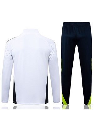 Real madrid survêtement de football avec pantalon et ensemble de sport blanc sarcelle et demi-zip pour homme uniforme d'entraînement de football 2025-2026