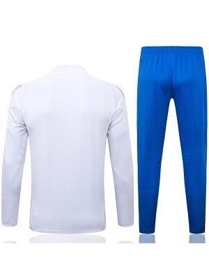 Real madrid tracksuit soccer suit sports set zip-necked uniform men's white blue clothes football training kit 2025-2026