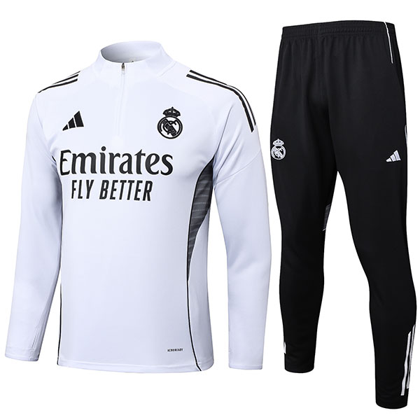 Real madrid survêtement de football ensemble de sport col zippé uniforme blanc vêtements pour hommes kit d'entraînement de football 2025-2026