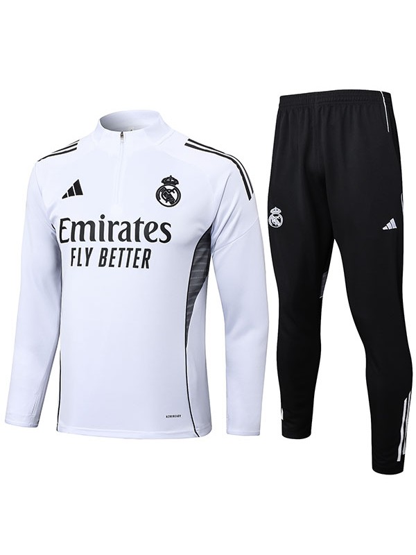 Real madrid survêtement de football ensemble de sport col zippé uniforme blanc vêtements pour hommes kit d'entraînement de football 2025-2026