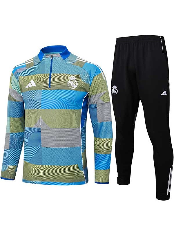 Real madrid survêtement de football ensemble de sport col zippé uniforme bleu vert vêtements pour hommes kit d'entraînement de football 2025-2026