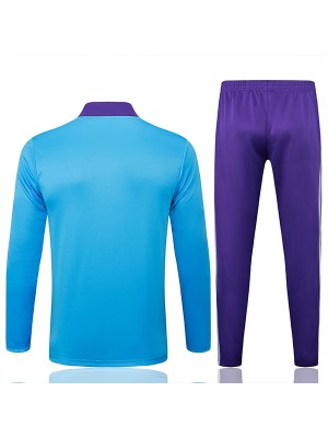 Real madrid survêtement de football ensemble de sport col zippé uniforme bleu vêtements pour hommes kit d'entraînement de football 2025-2026
