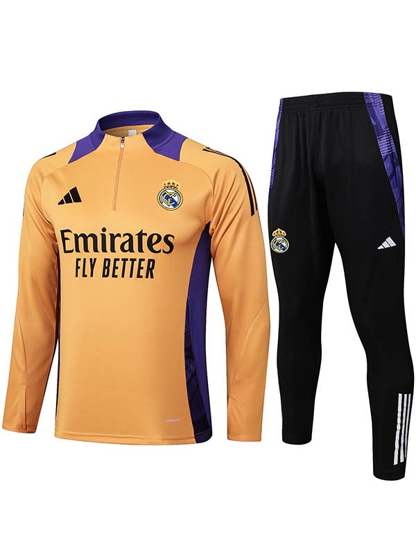 Real madrid tracksuit soccer suit sports set zipper-necked gold uniform men's clothes football training kit 2024-2025
