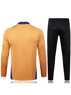 Real madrid tracksuit soccer suit sports set zipper-necked gold uniform men's clothes football training kit 2024-2025