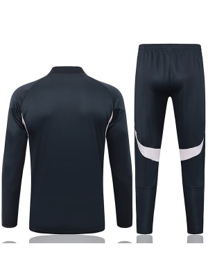 Real Madrid survêtement de football ensemble de sport col zippé gris et blanc uniforme pour homme vêtements d'entraînement de football 2025-2026