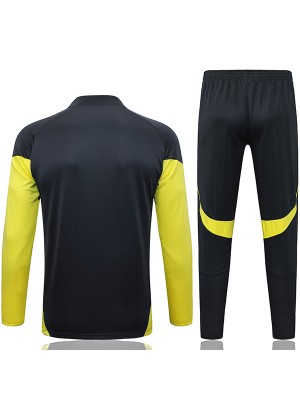 Real Madrid survêtement de football ensemble de sport col zippé, gris jaune uniforme vêtements pour hommes kit d'entraînement de football 2025-2026