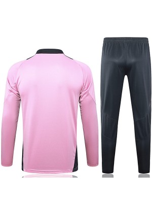 Real madrid survêtement de football ensemble de sport col zippé rose noir uniforme vêtements pour hommes kit d'entraînement de football 2024-2025