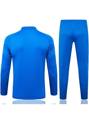 Real madrid tracksuit soccer suit sports set zipper-necked uniform men's light blue navy clothes football training kit 2025-2026