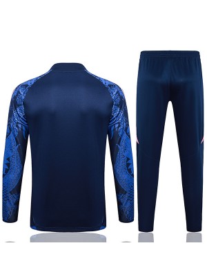 Real madrid tracksuit soccer suit sports set zipper-necked uniform men's blue navy clothes football training kit 2024-2025