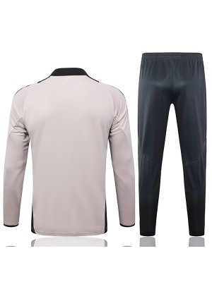 Real madrid tracksuit soccer suit sports set zipper-necked uniform men's clothes football training light gray kit 2024-2025