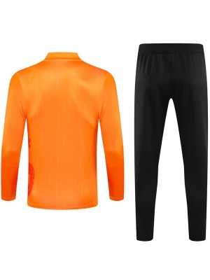 Real madrid tracksuit soccer suit sports set zipper-necked uniform men's clothes football training orange black kit 2024-2025