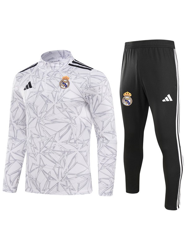 Real madrid tracksuit soccer suit sports set zipper-necked uniform men's clothes football training white black kit 2024-2025