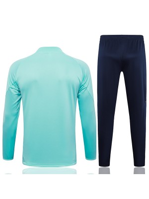 Real madrid tracksuit soccer suit sports set zipper-necked uniform men's light green clothes football training kit 2024-2025