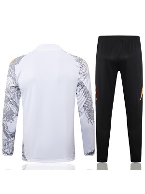 Real madrid tracksuit soccer suit sports set zipper-necked uniform men's white black clothes football training kit 2024-2025