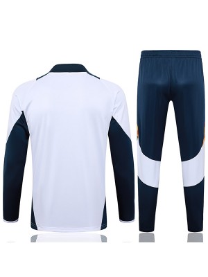 Real madrid tracksuit soccer suit sports set zipper-necked uniform men's white navy clothes football training kit 2024-2025