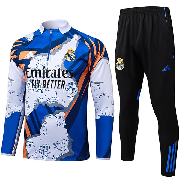 Real madrid tracksuit soccer suit sports set zipper-necked white navy uniform men's clothes football training kit 2025-2026