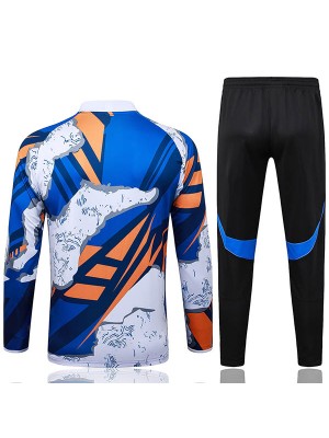 Real madrid tracksuit soccer suit sports set zipper-necked white navy uniform men's clothes football training kit 2025-2026