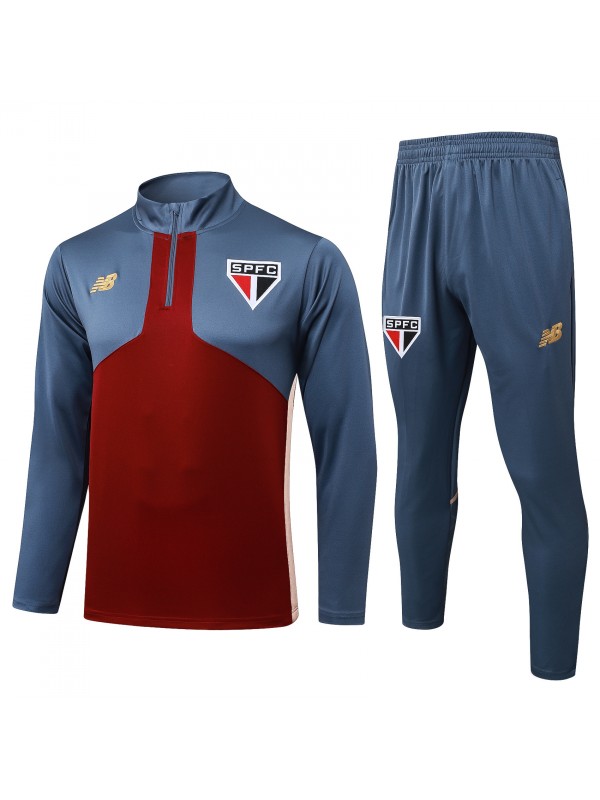 Sao Paulo tracksuit soccer suit sports set zipper-necked uniform men's clothes football training gray red kit 2025-2026