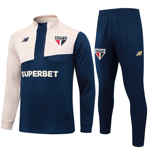 Sao Paulo tracksuit soccer suit sports set zipper-necked uniform men's clothes football training navy white kit 2024-2025