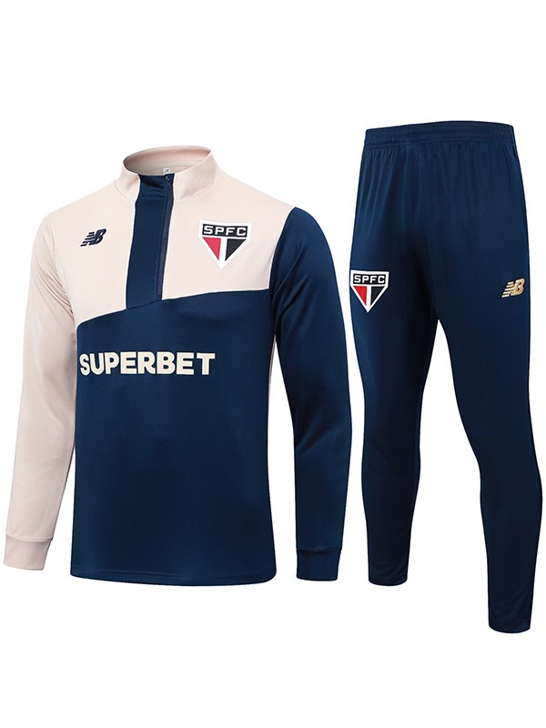 Sao Paulo tracksuit soccer suit sports set zipper-necked uniform men's clothes football training navy white kit 2024-2025