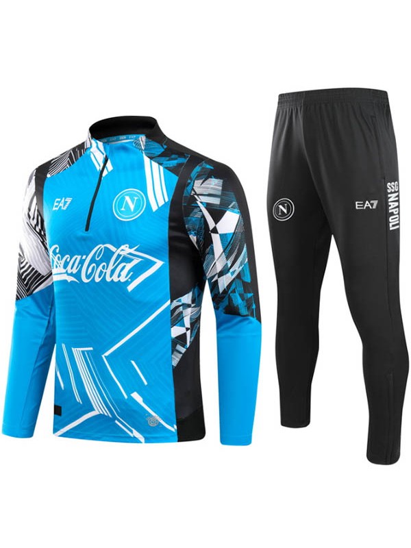 SSC napoli tracksuit soccer pants suit sports set half zip necked blue black uniform men's clothes football training kit 2024-2025