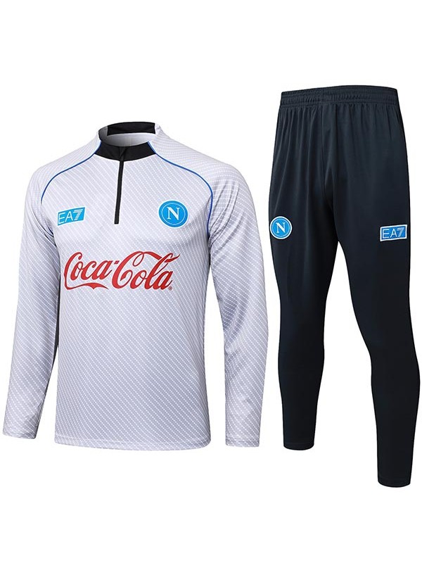 SSC Napoli maillot de sport pantalon de football costume sport ensemble demi-cou zip uniforme hommes vêtements gris football kit d'entraînement 2025-2026