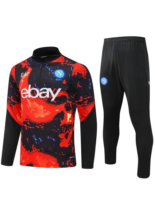 SSC Napoli Survêtement Pantalon de football Costume Ensemble de sport Demi-fermeture à glissière Uniforme Vêtements de feu pour hommes Kit d'entraînement de football 2024-2025