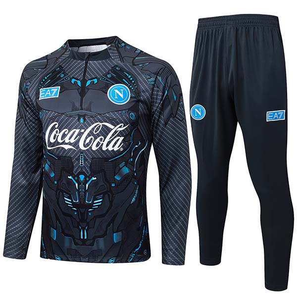 SSC Napoli tracksuit soccer suit sports set zip necked uniform men's clothes football training black kit 2025-2026